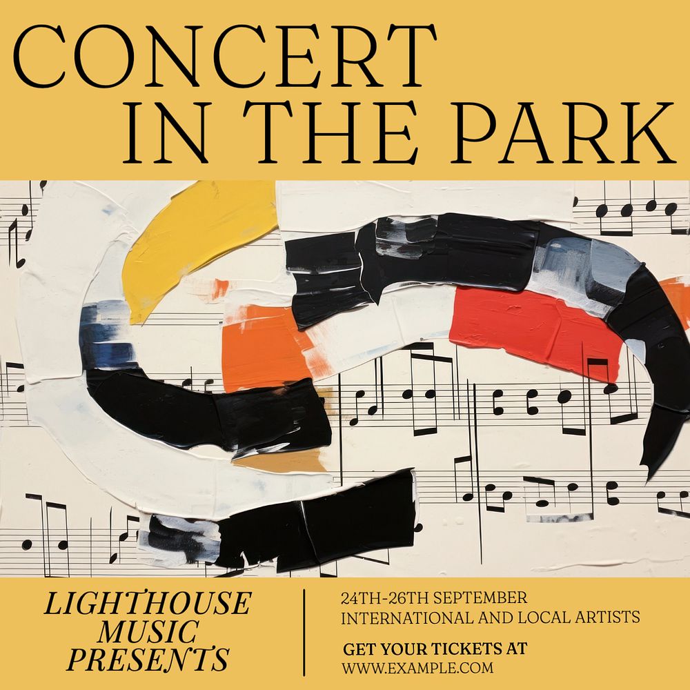 Park concert Instagram post template, editable text