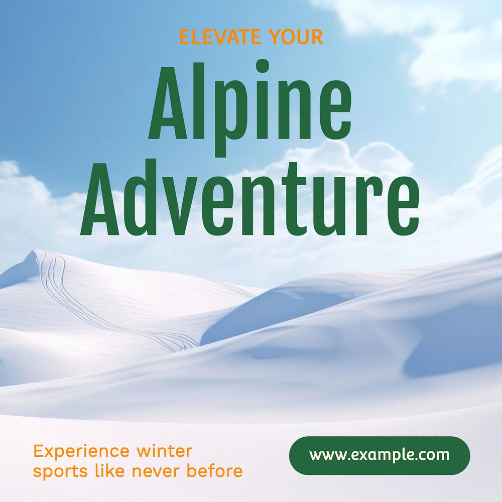 Alpine adventure Instagram post template, editable text