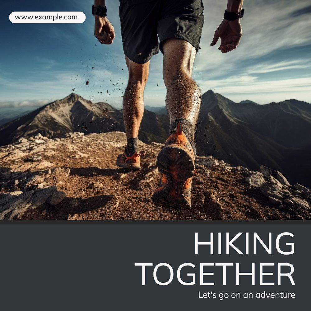 Hiking club Instagram post template, editable text