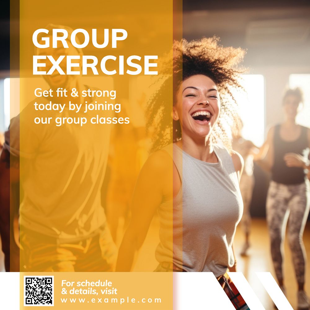 Group exercise Instagram post template, editable text