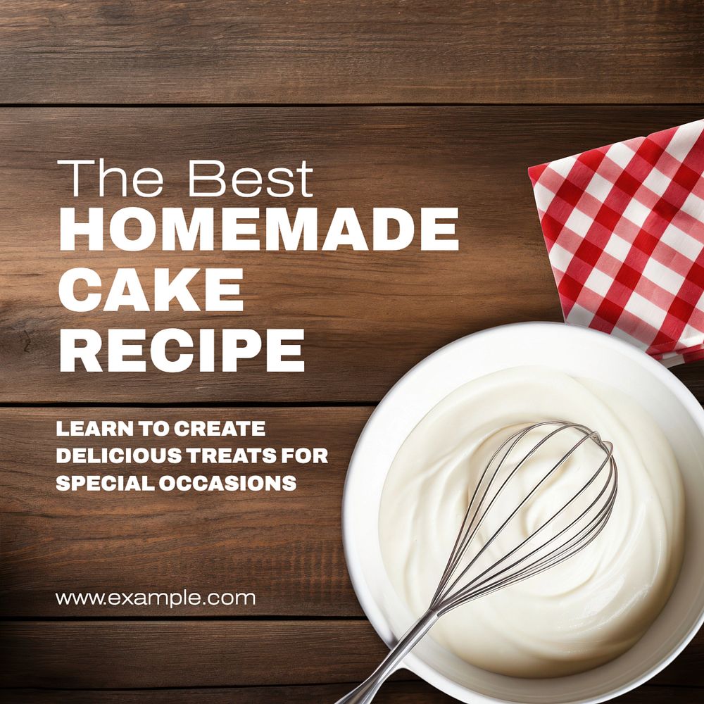 Homemade recipe Instagram post template, editable text