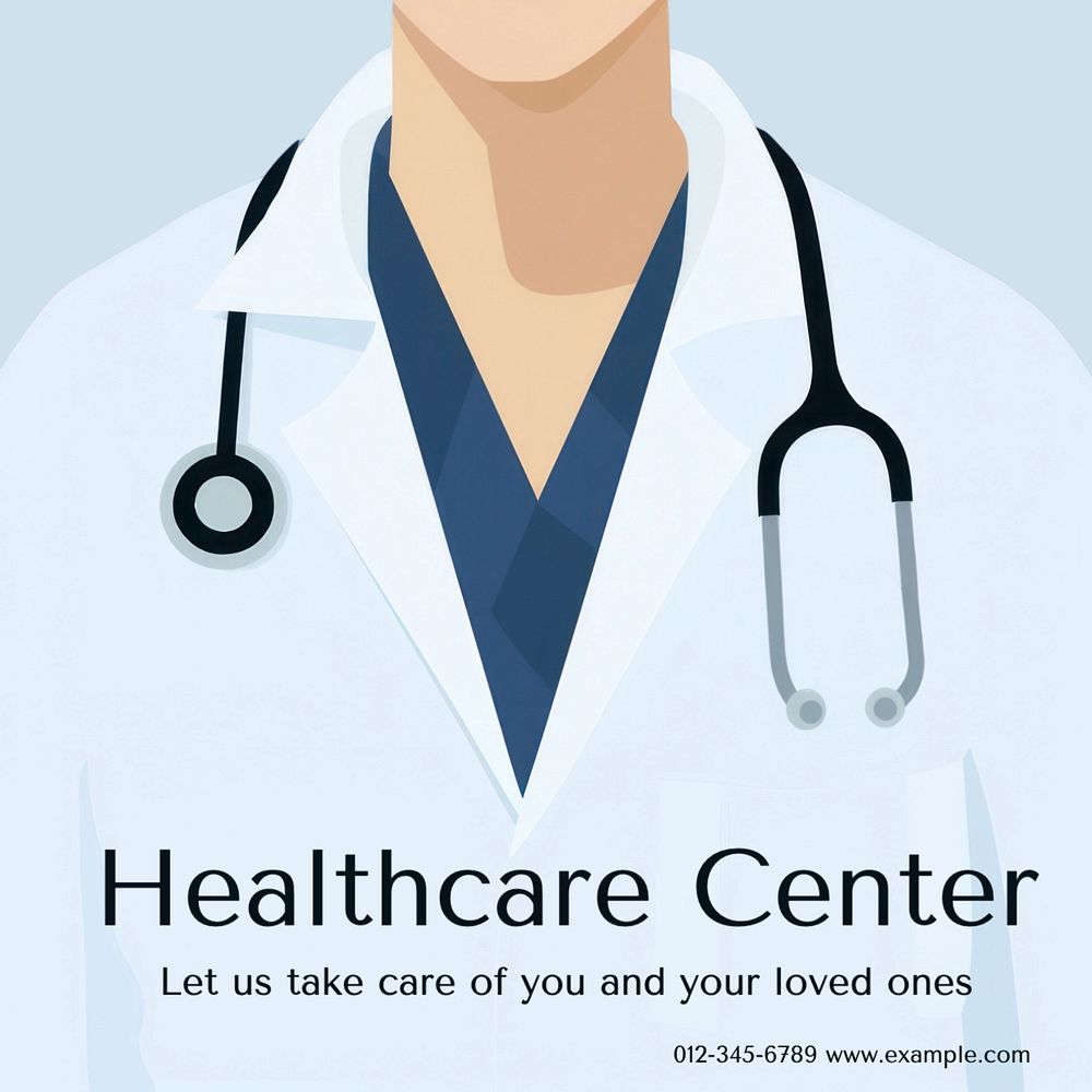 Healthcare center Instagram post template, editable text