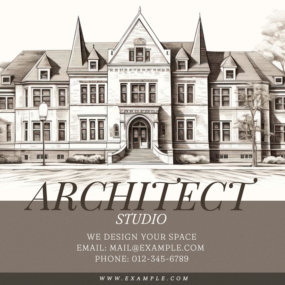 Architect studio Instagram post template, editable text