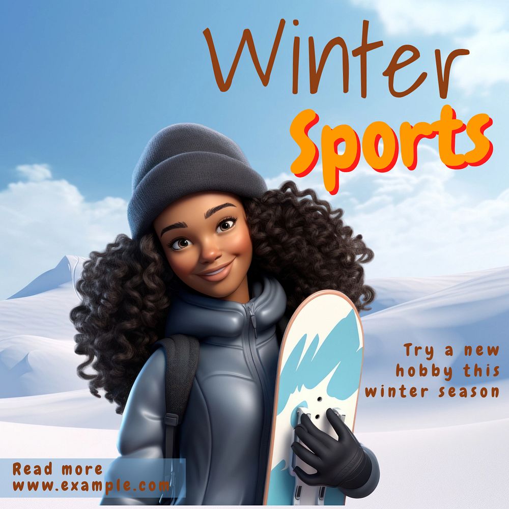 Winter sports Instagram post template, editable text