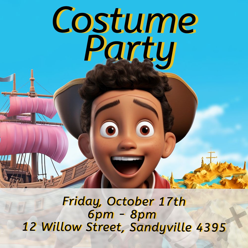 Costume party, Instagram post template, editable text