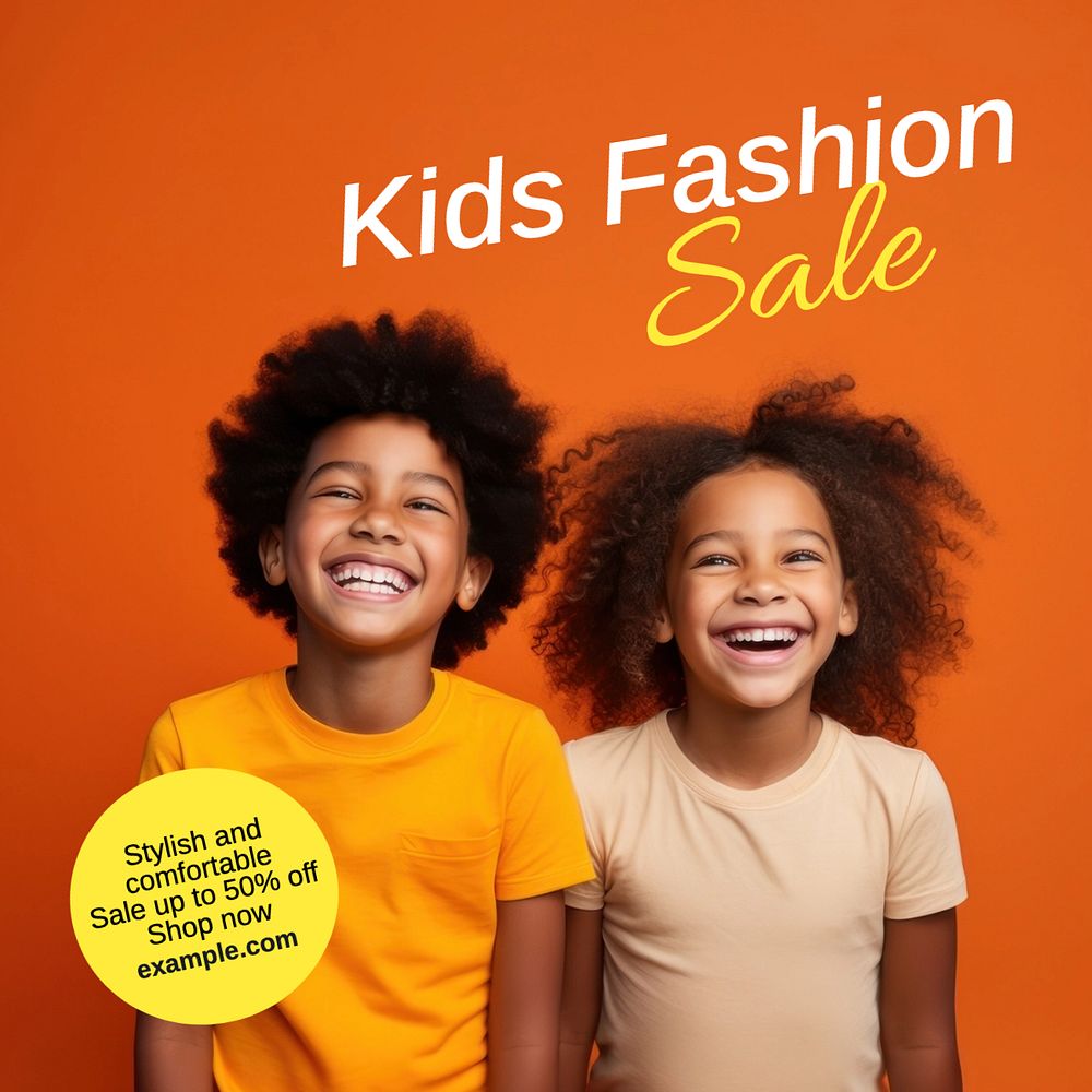 Kids fashion sale Instagram post template, editable text