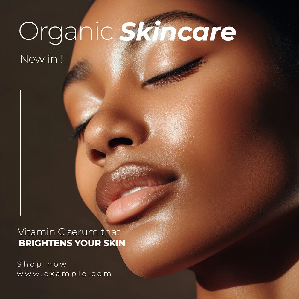 Organic skincare Instagram post template, editable text