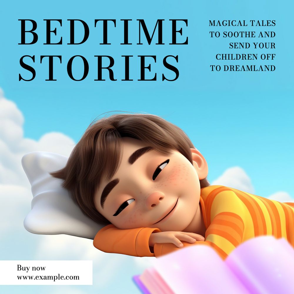 Bedtime stories Instagram post template, editable text