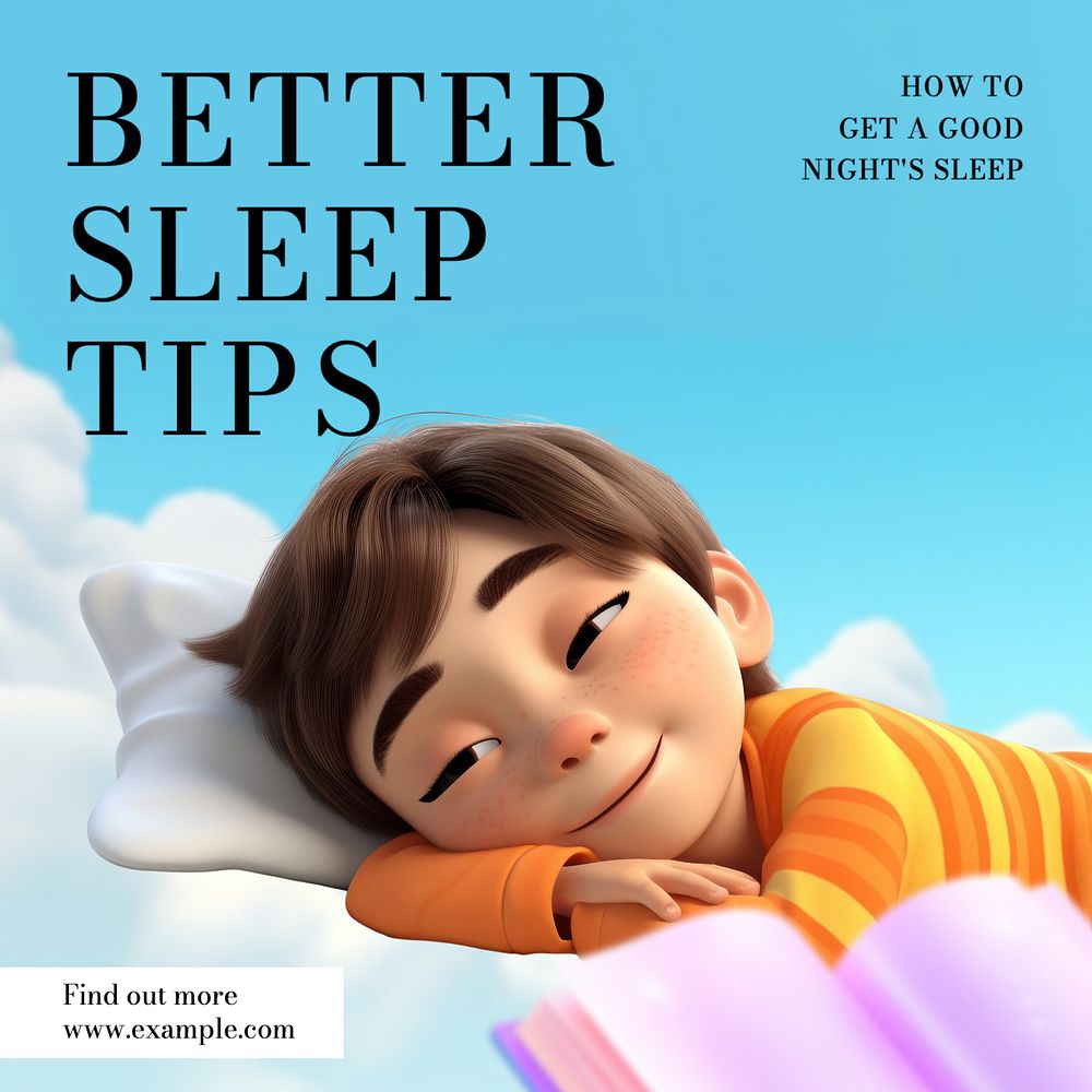 Better sleep tips Instagram post template, editable text