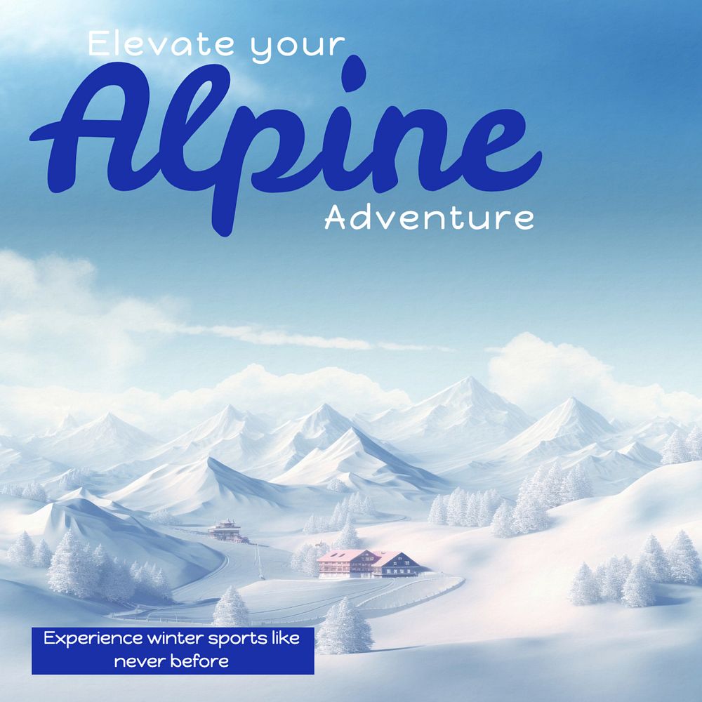 Alpine adventure Instagram post template, editable text