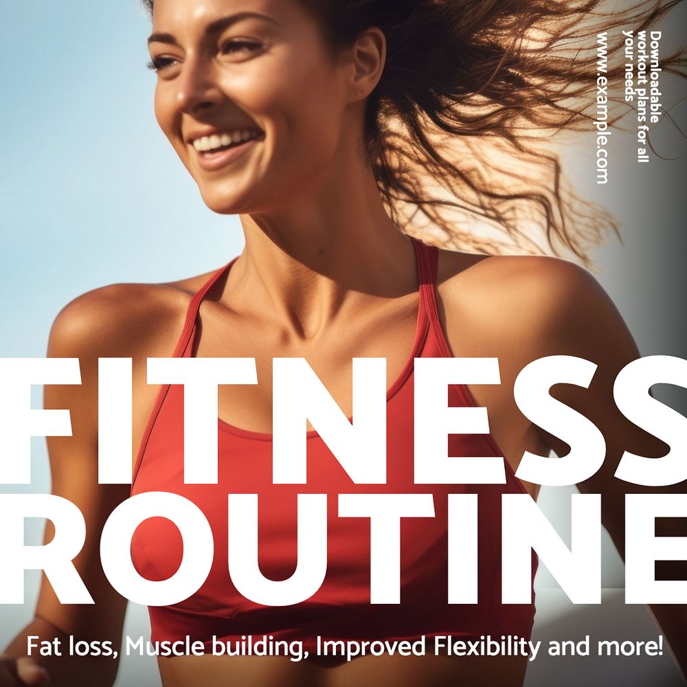 Fitness routine guides Instagram post template, editable text