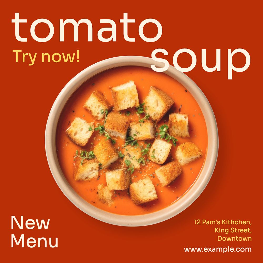 tomato soup Instagram post template, editable text