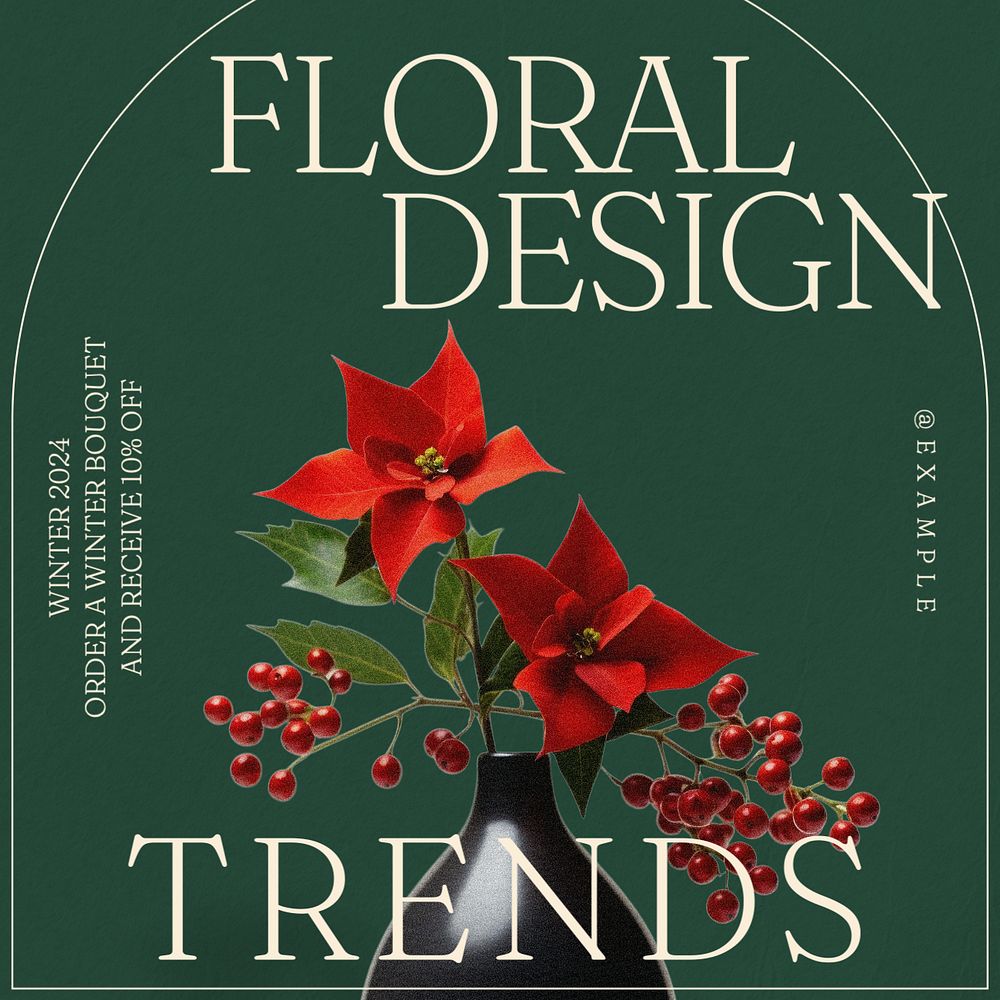 Flower trends Instagram post template, editable text