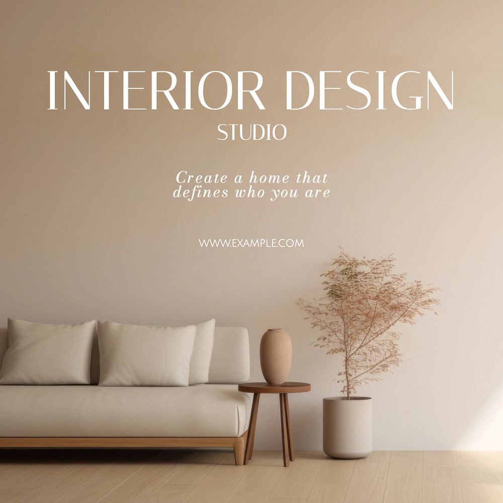 Interior design Instagram post template, editable text