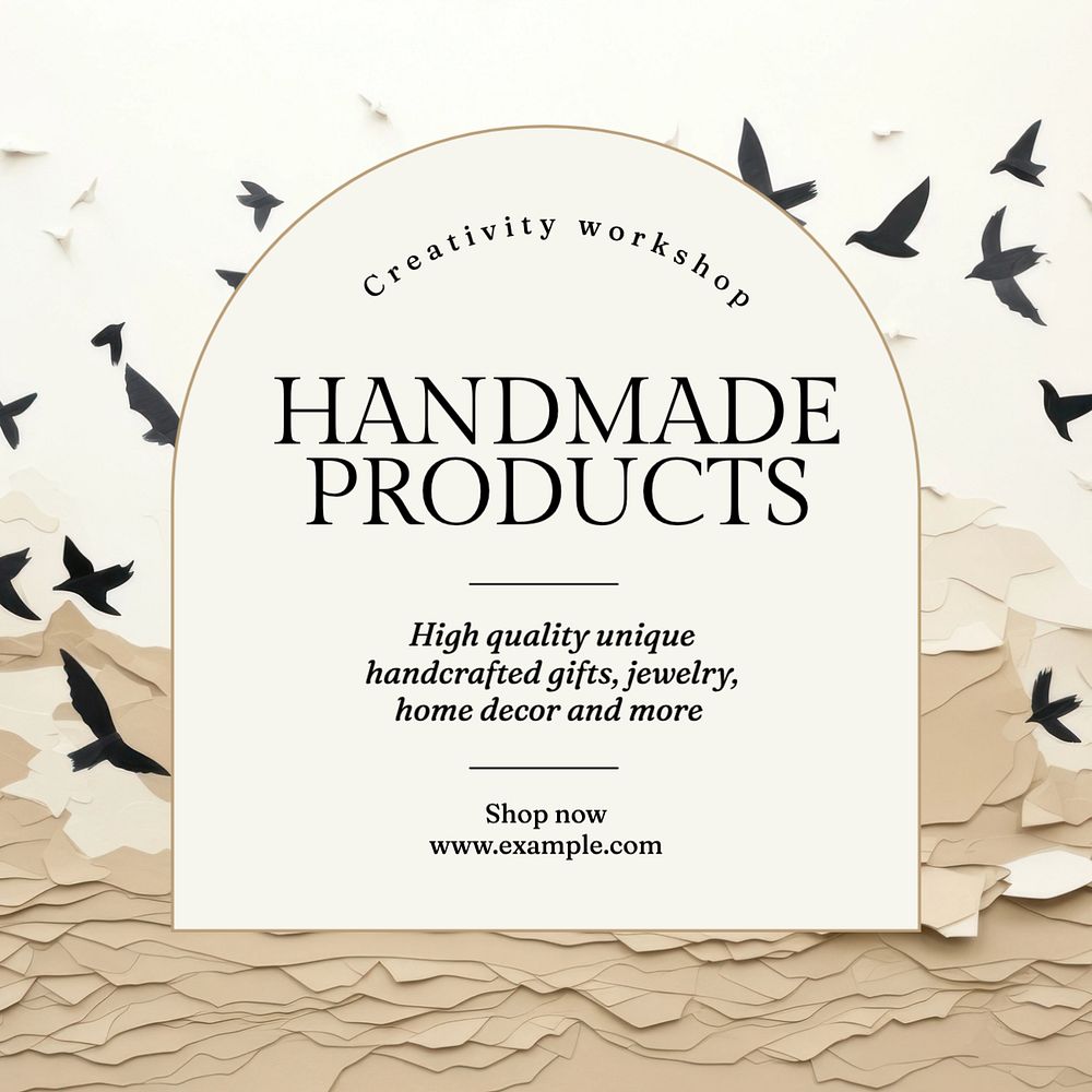 Handmade products Instagram post template, editable text