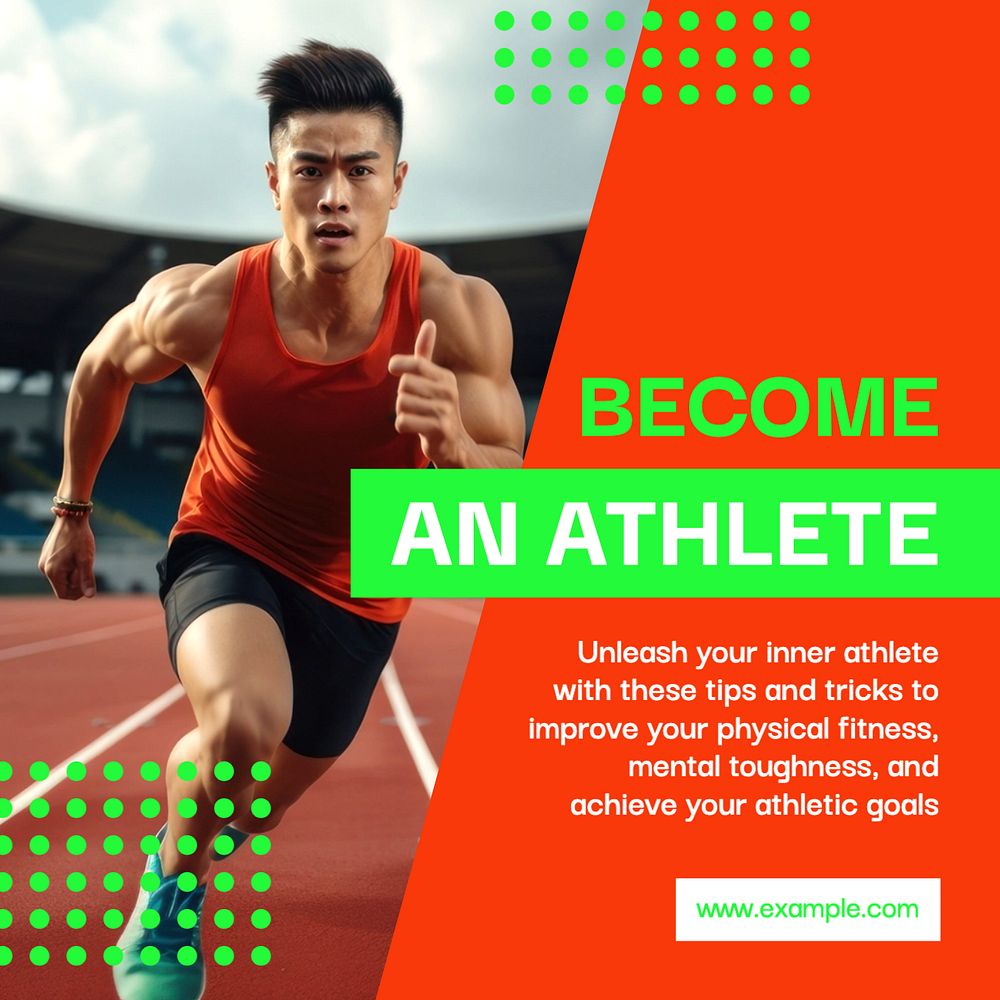 Become an athlete Instagram post template, editable text