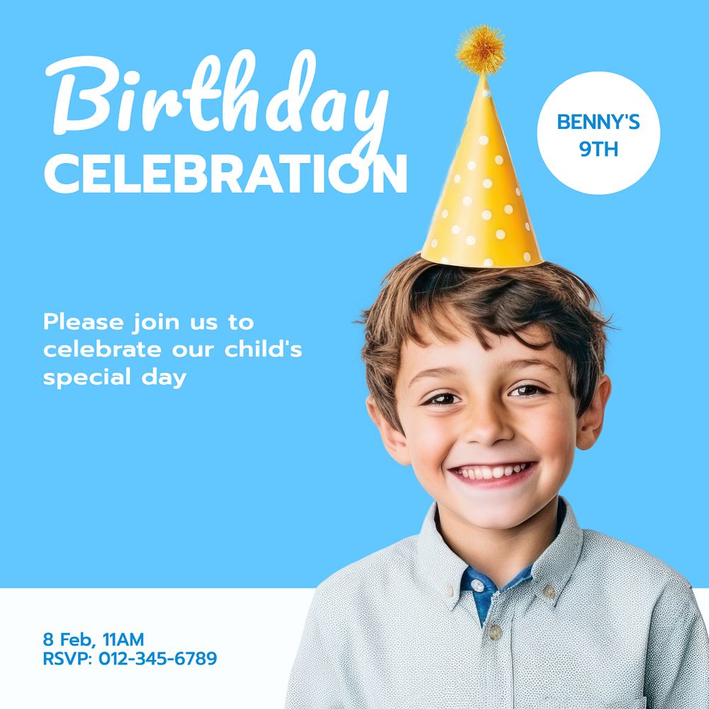 Birthday celebration Instagram post template, editable text