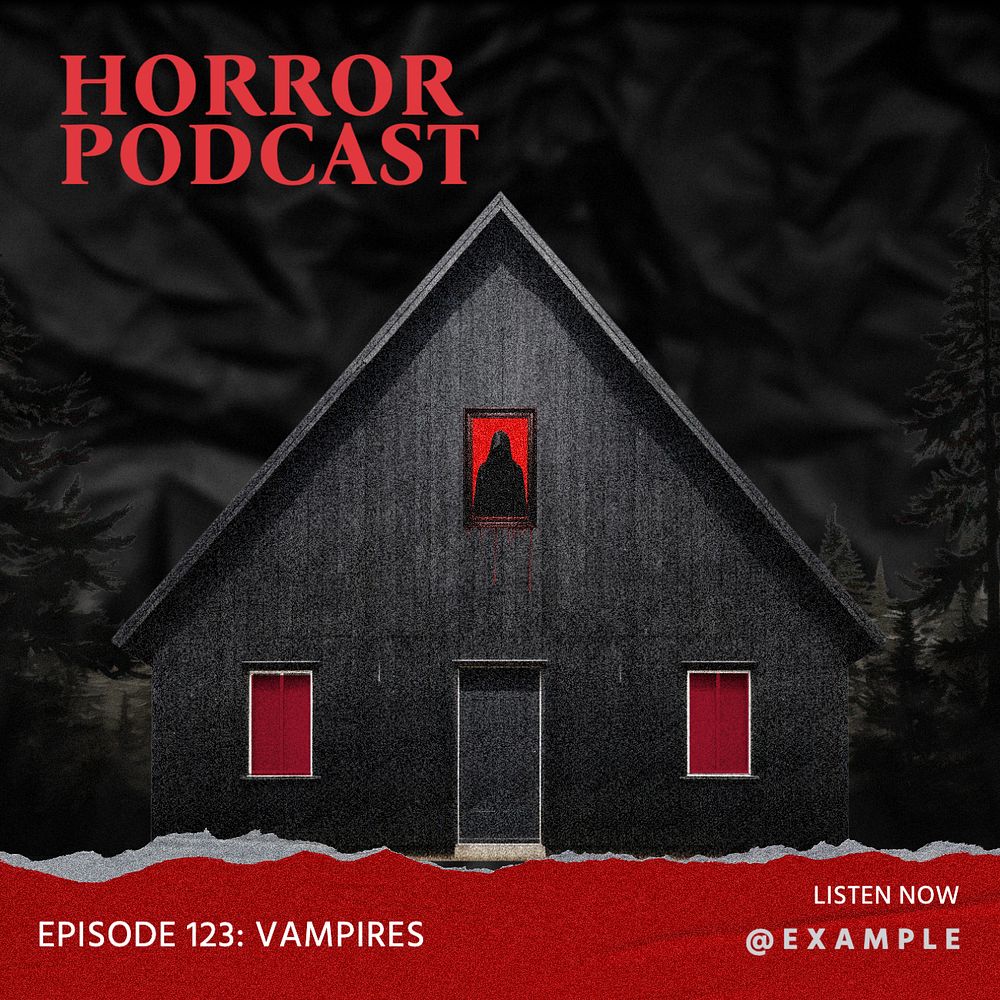 Horror podcast vampires Instagram post template, editable text