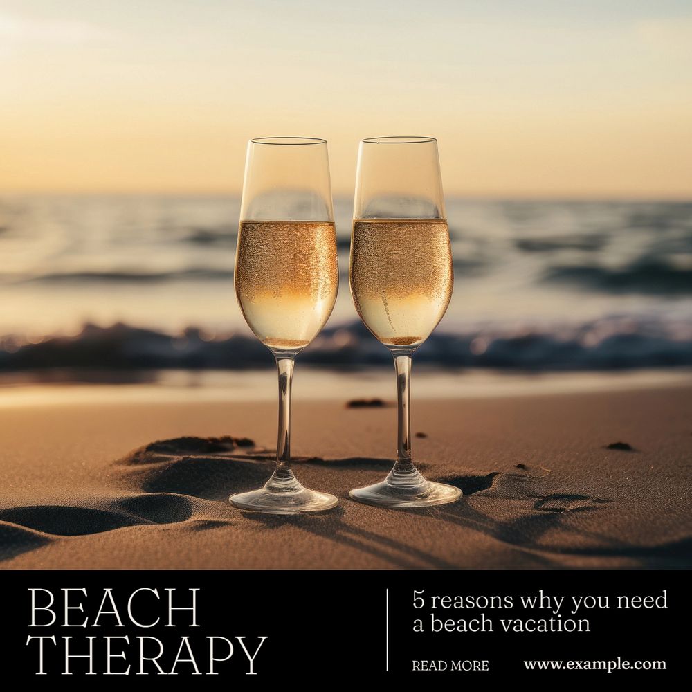 Beach therapy Instagram post template, editable text