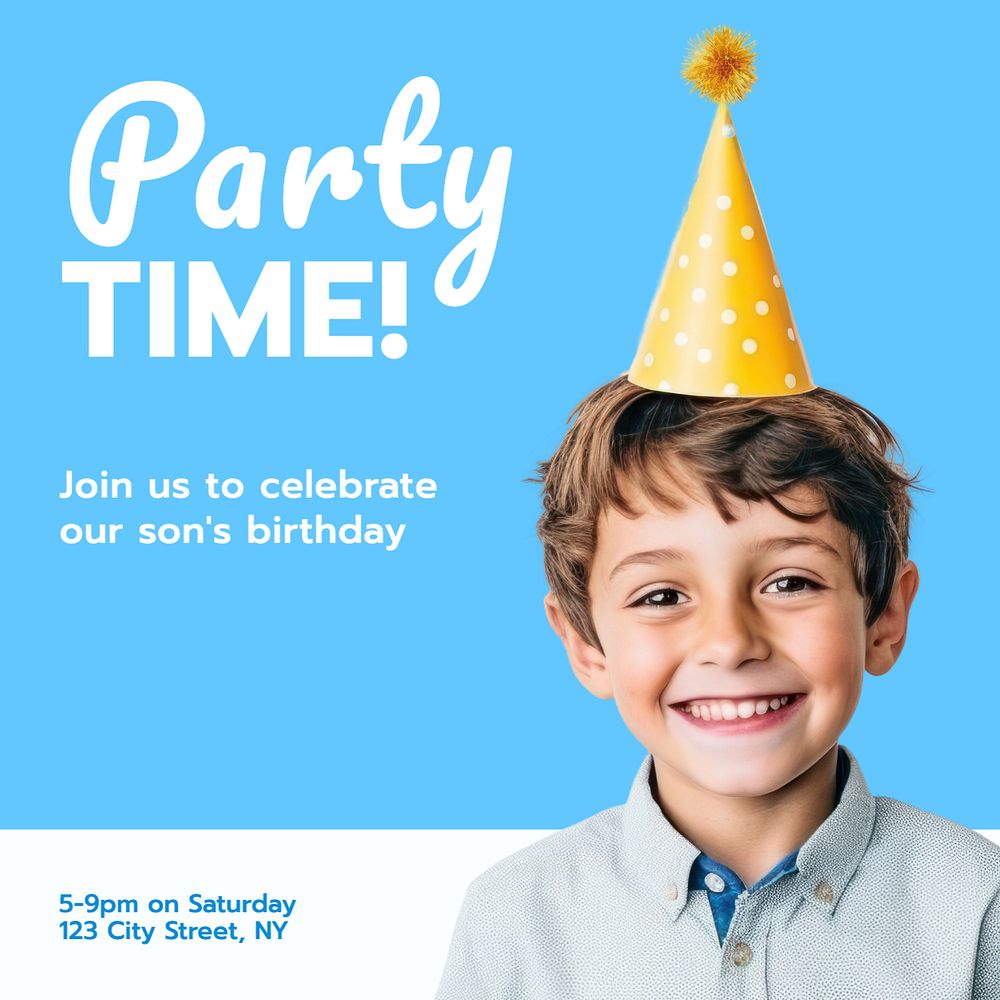 Let's party Instagram post template, editable text