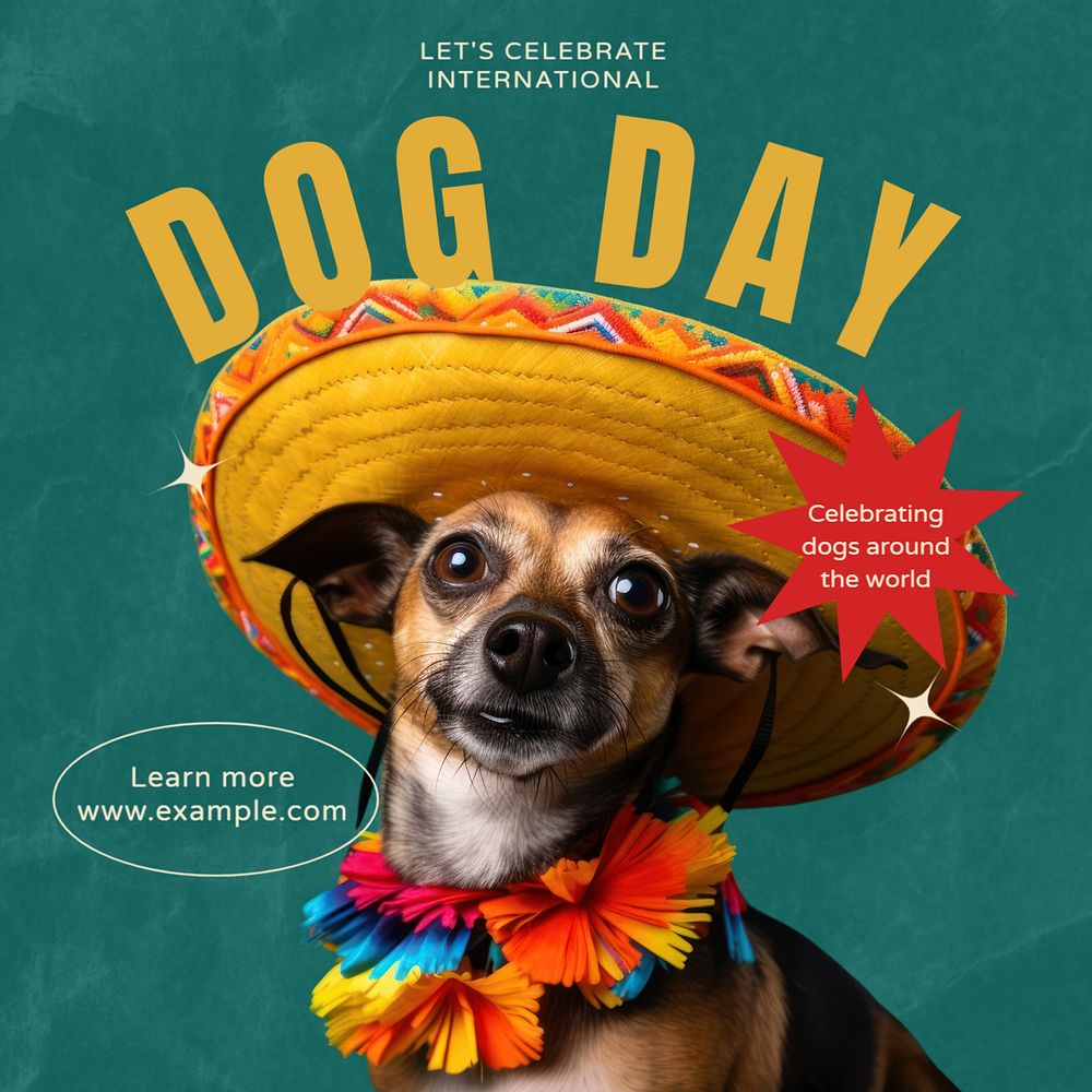 International dog day Instagram post template, editable text