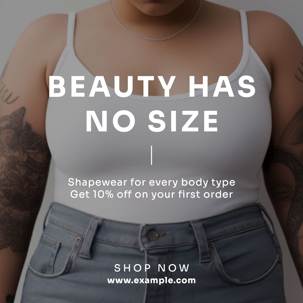 Body positivity Instagram post template, editable text