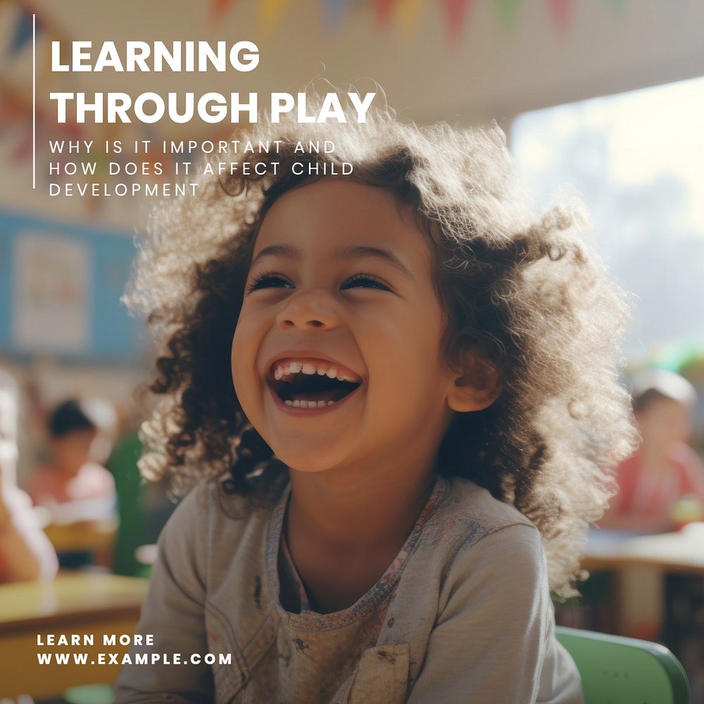 Learning through play Instagram post template, editable text