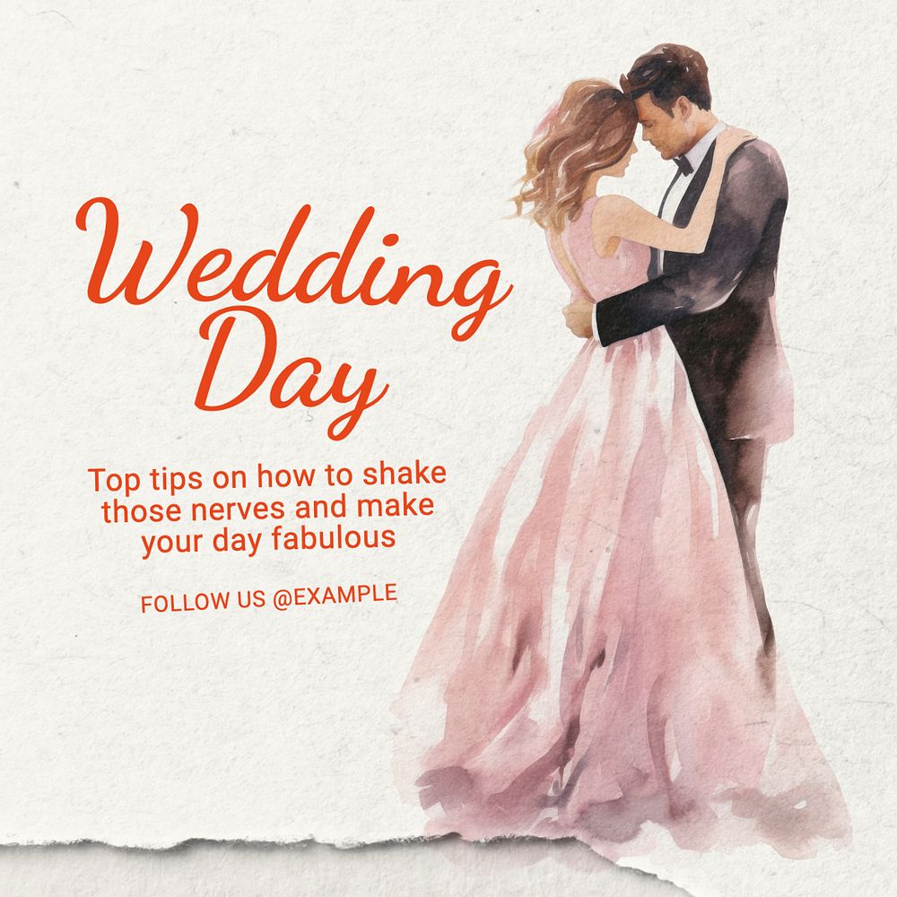 Wedding day Instagram post template, editable text