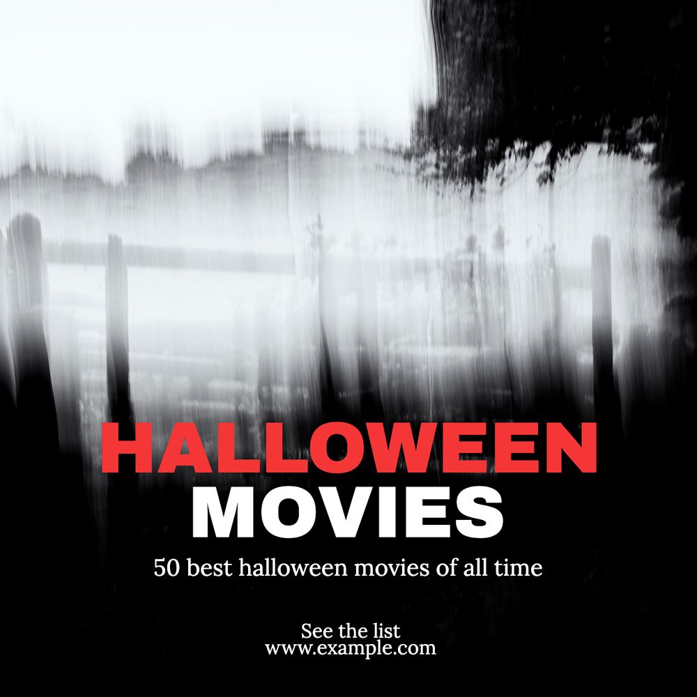 Halloween movies Instagram post template, editable text