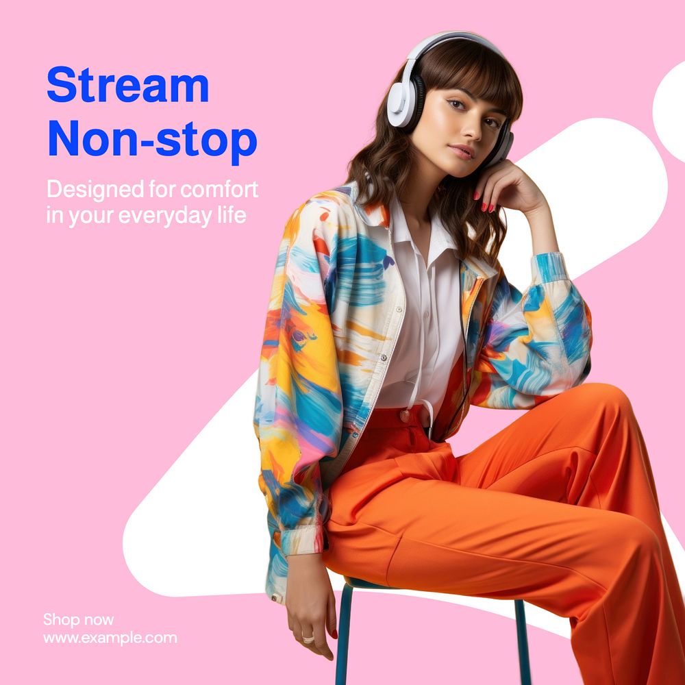 Stream non-stop Instagram post template, editable text