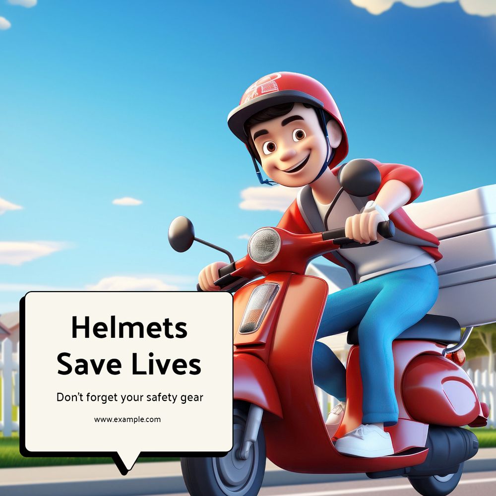 Wear helmets Instagram post template, editable text