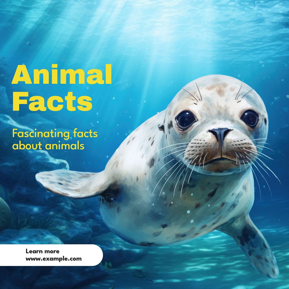 Animal facts Instagram post template, editable text