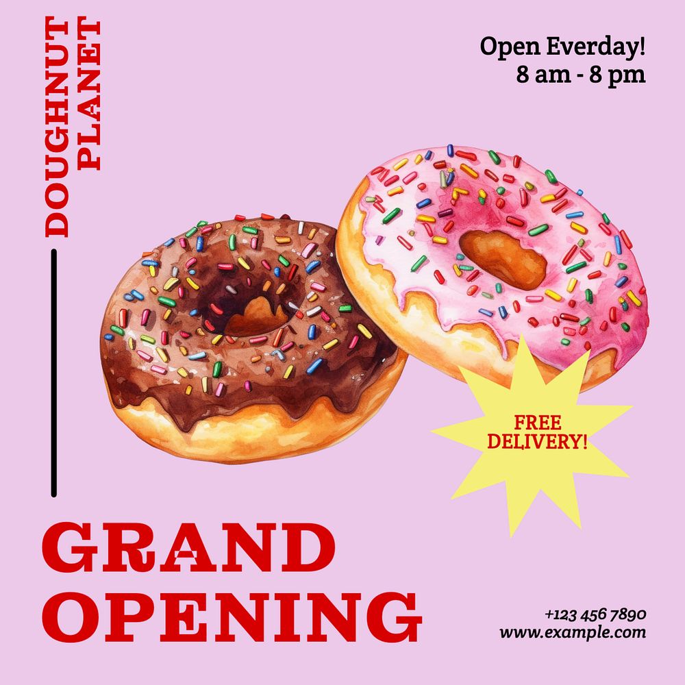 Grand opening Instagram post template, editable text