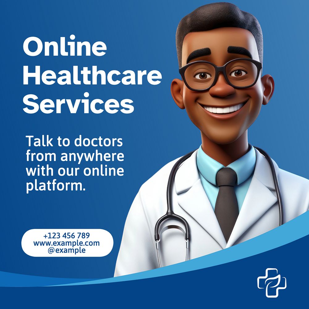 Online Healthcare Services Instagram post template, editable text