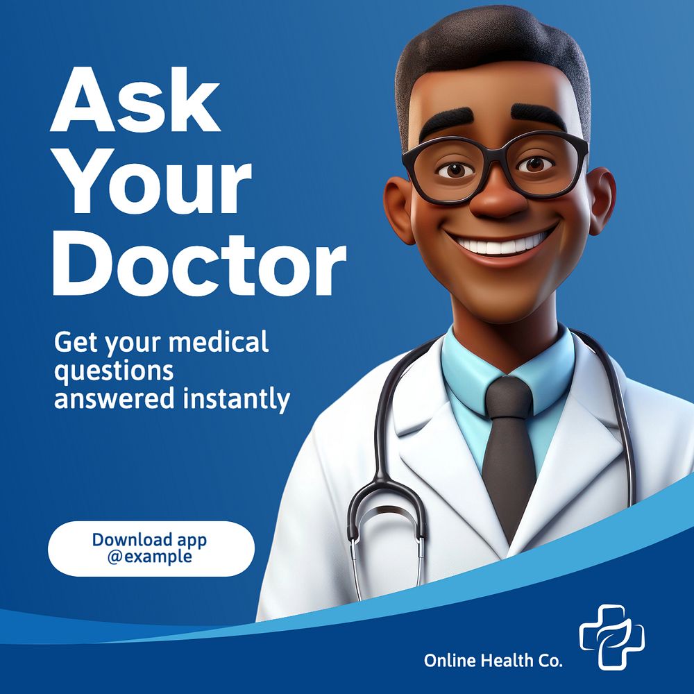 Ask your doctor Instagram post template, editable text