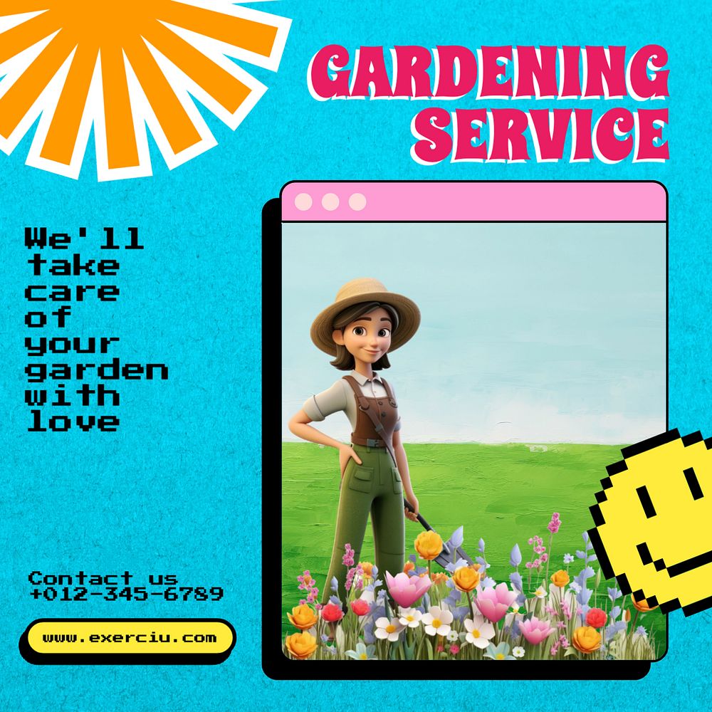 Gardening service Instagram post template, editable text