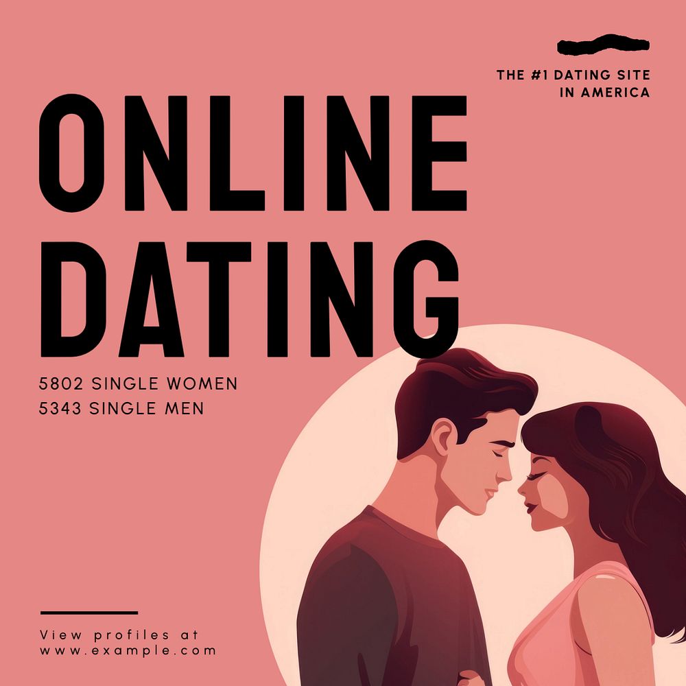 Online dating Instagram post template, editable text