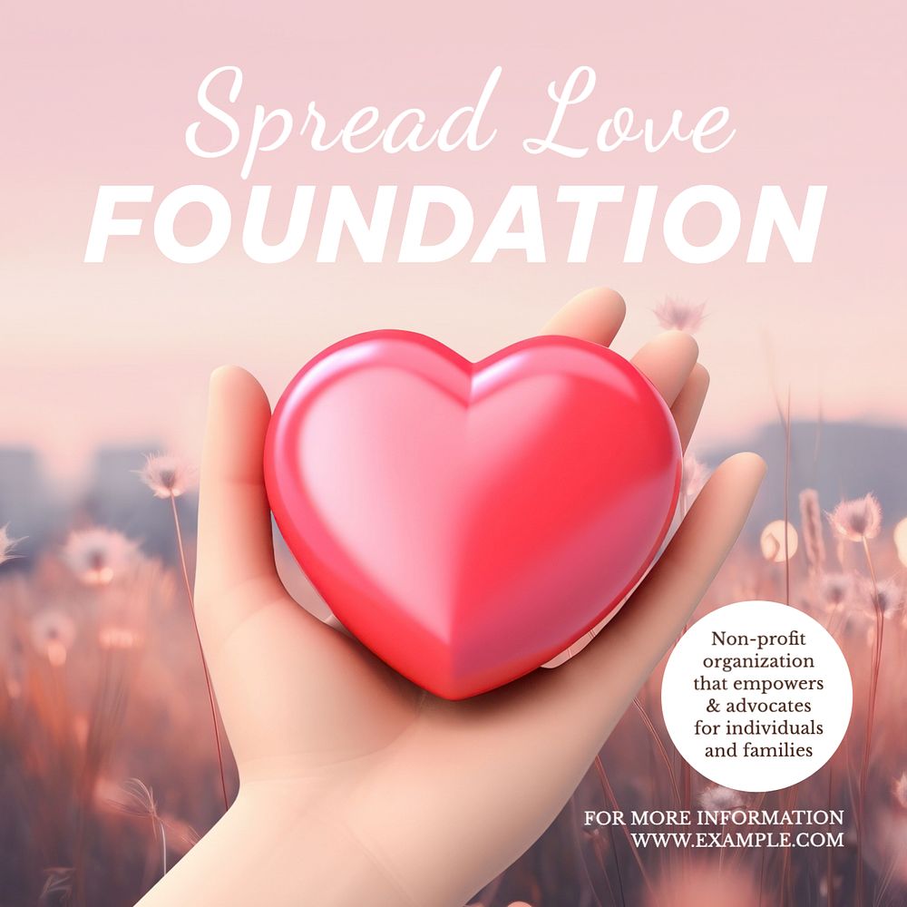 Spread love foundation Instagram post template, editable text