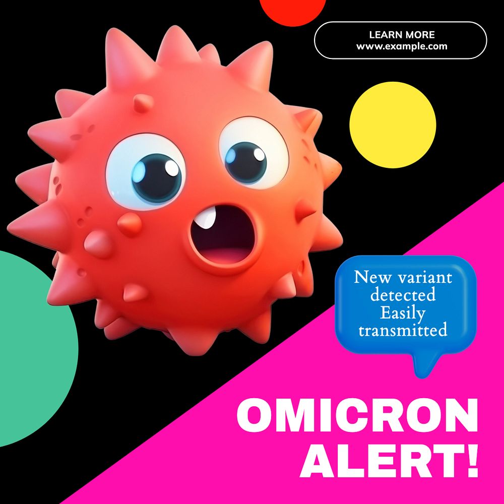 Omicron alert Instagram post template, editable text