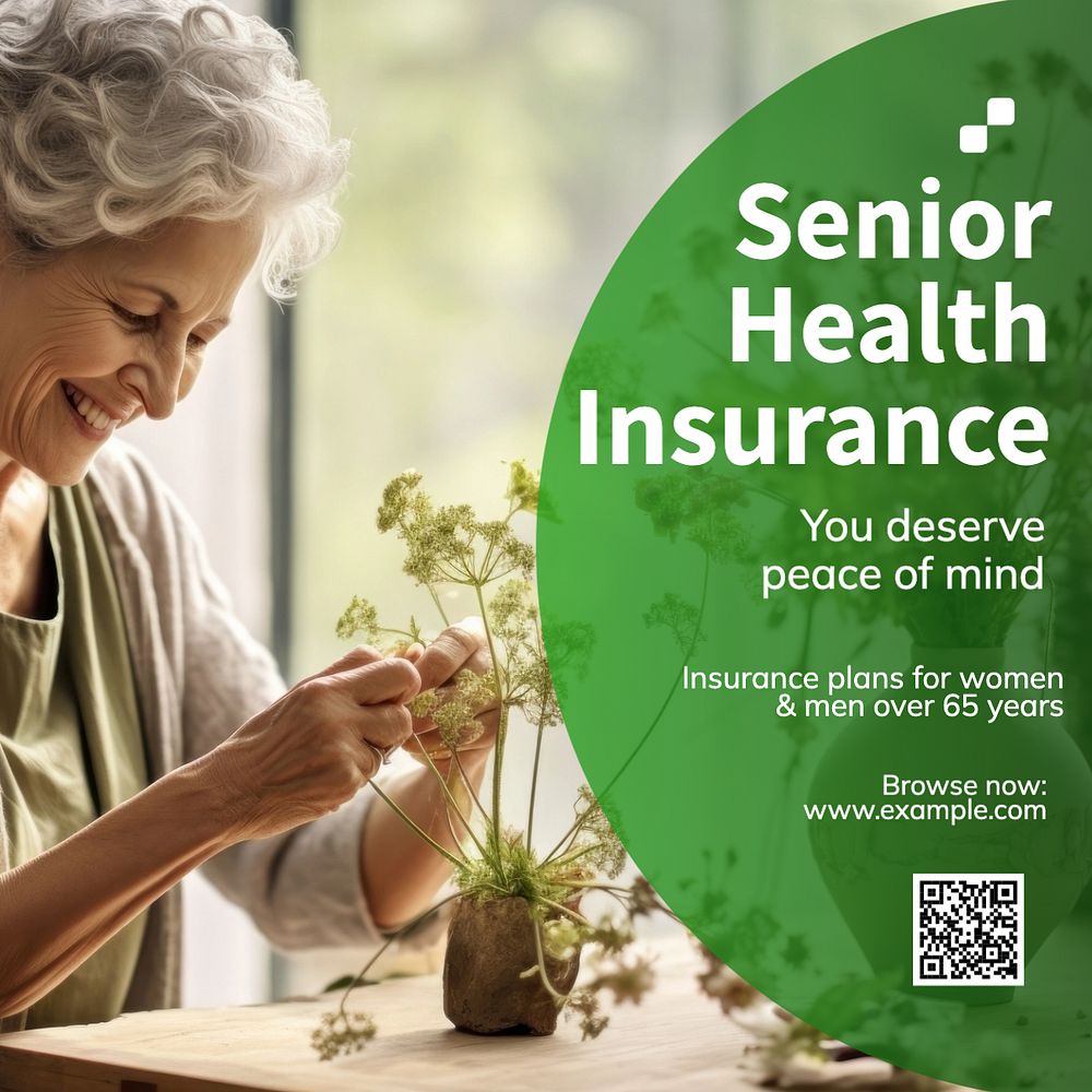 Senior health insurance Instagram post template, editable text