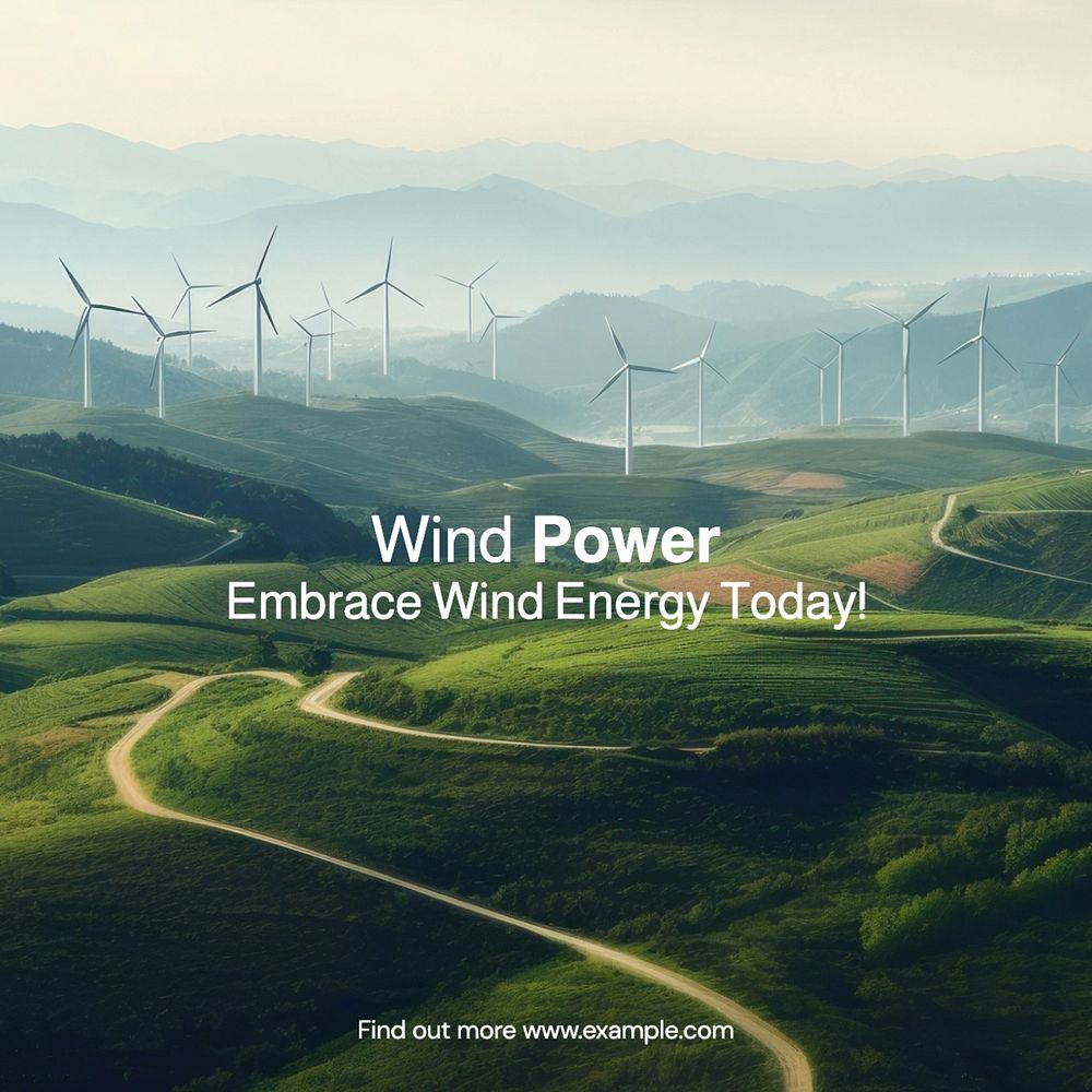 Wind power Instagram post template, editable text