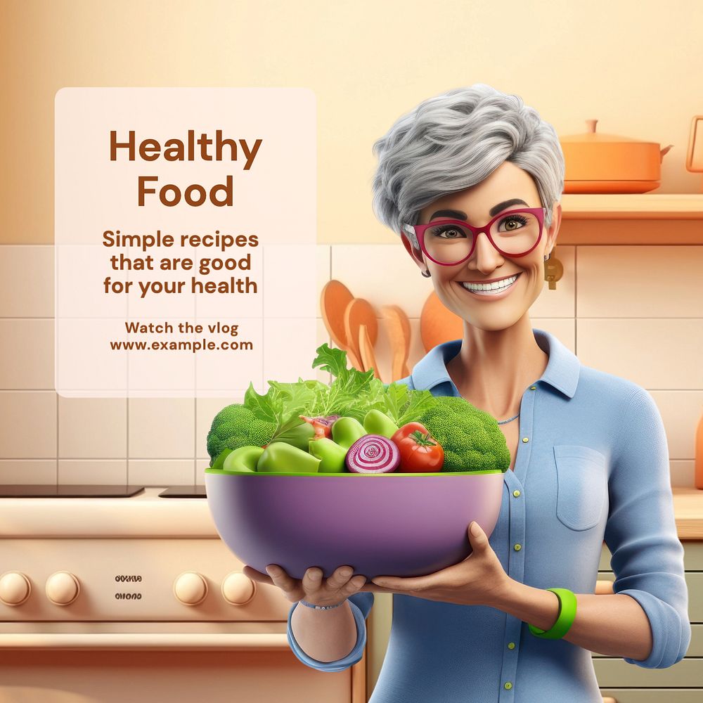 Healthy food Instagram post template, editable text