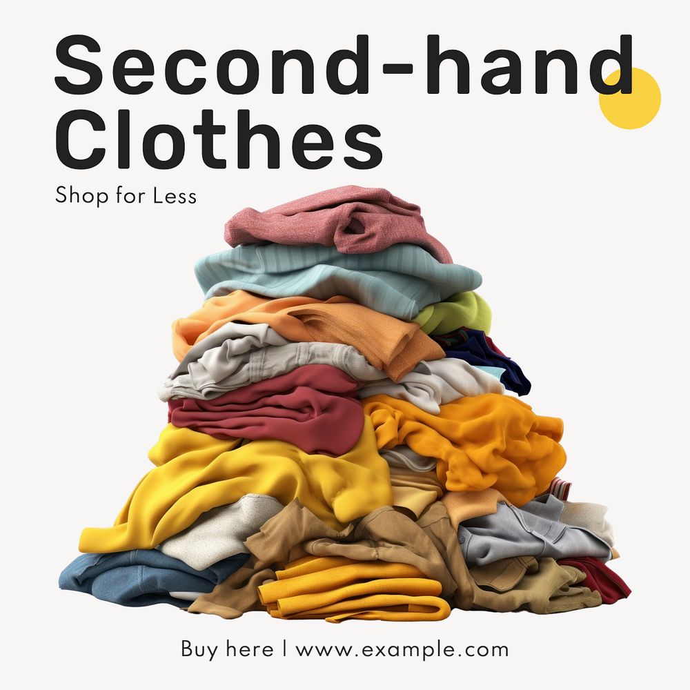 Second-hand clothes Instagram post template, editable text