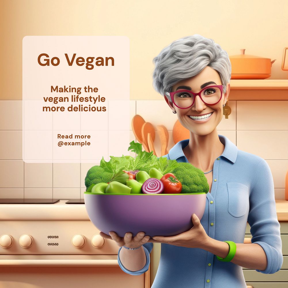 Go vegan Instagram post template, editable text