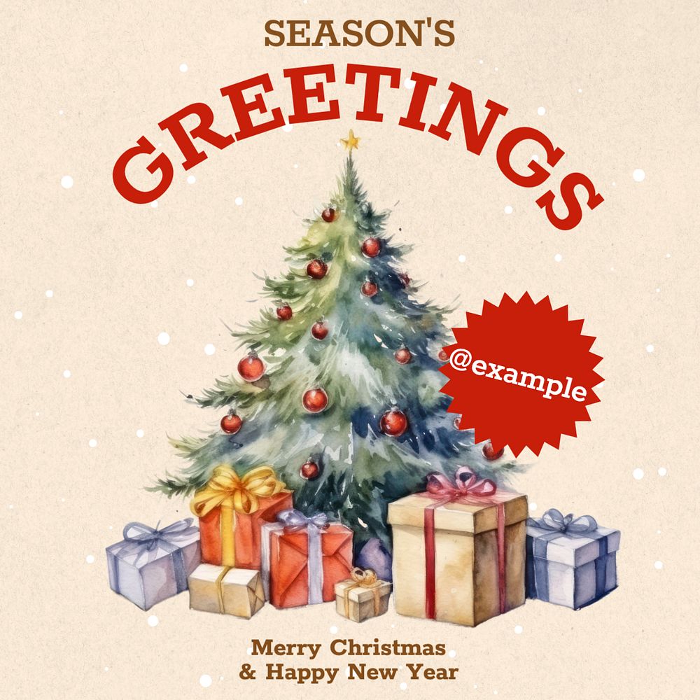 Season's greetings Instagram post template, editable text