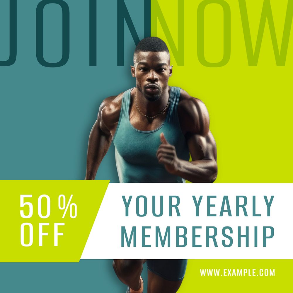 Gym membership Instagram post template, editable text