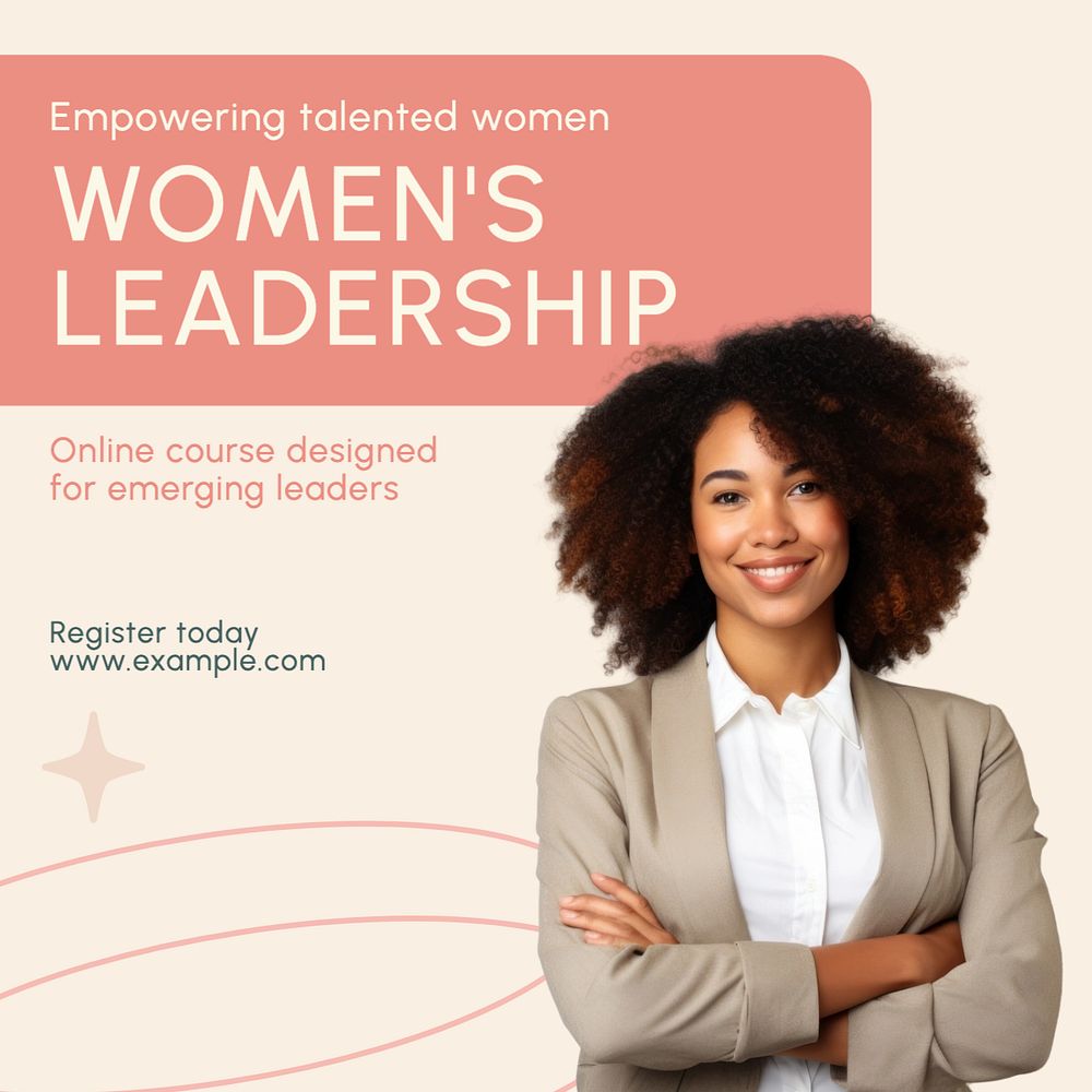 Women's leadership course Instagram post template, editable text