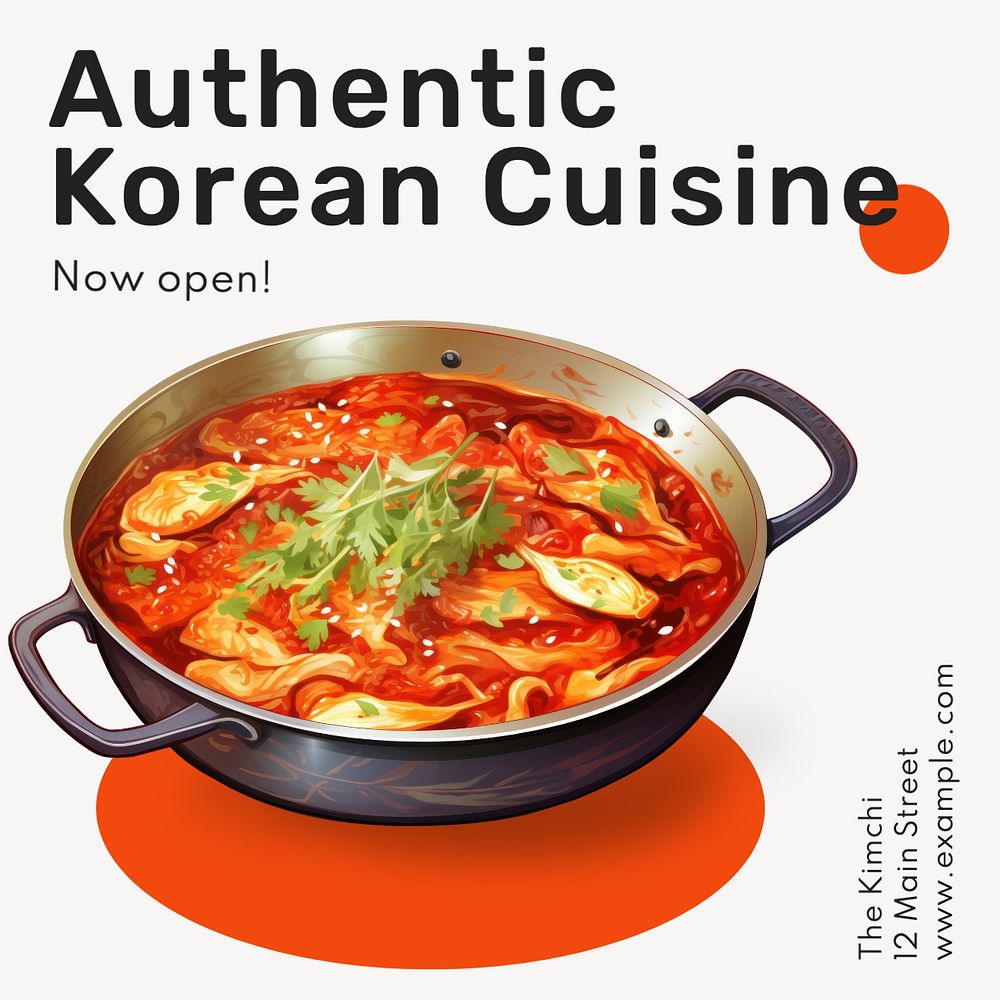 Korean cuisine Instagram post template, editable text