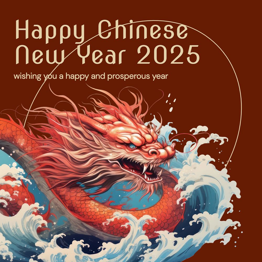 Chinese new year Instagram post template, editable text