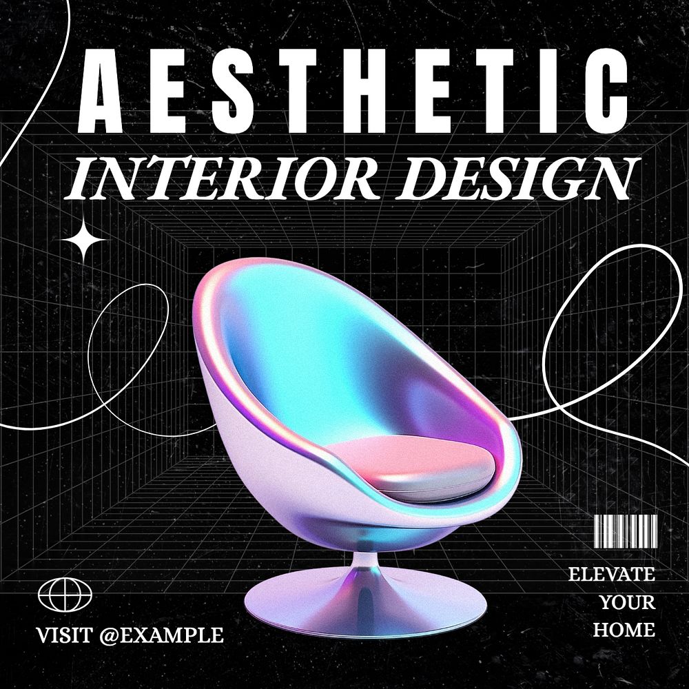 Aesthetic interior design Instagram post template, editable text